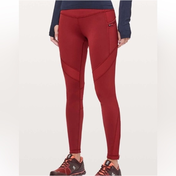 LULULEMON ATHLETICA Red Keep the Fleece leggings size 8 - Picture 1 of 15